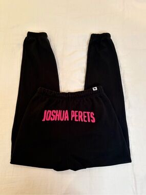 Black Joggers with Pink 'Joshua Perets' Back Detail